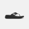 Women FitFlop Slides | Fitflop F-Mode Leather Flatform Toe Post Sandals Black