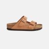 Women Birkenstock Two Strap Sandals | Birkenstock Arizona Birkibuc Earthy Pecan Vegan Sandals