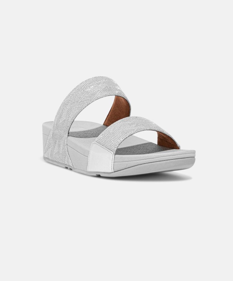 Women FitFlop Slides | Fitflop Lulu Glitz Slides Silver