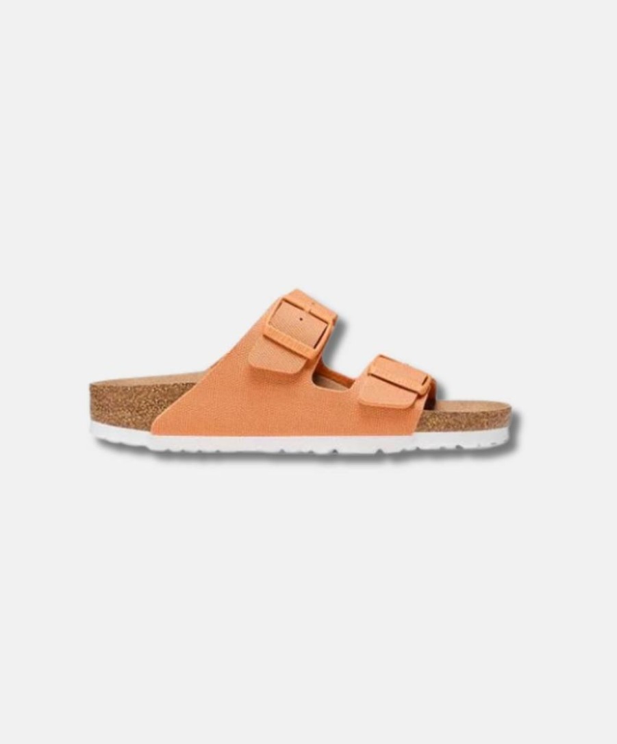 Women Bstore Two Strap Sandals | Birkenstock Arizona Textile Canvas Vegan Sandals Orange