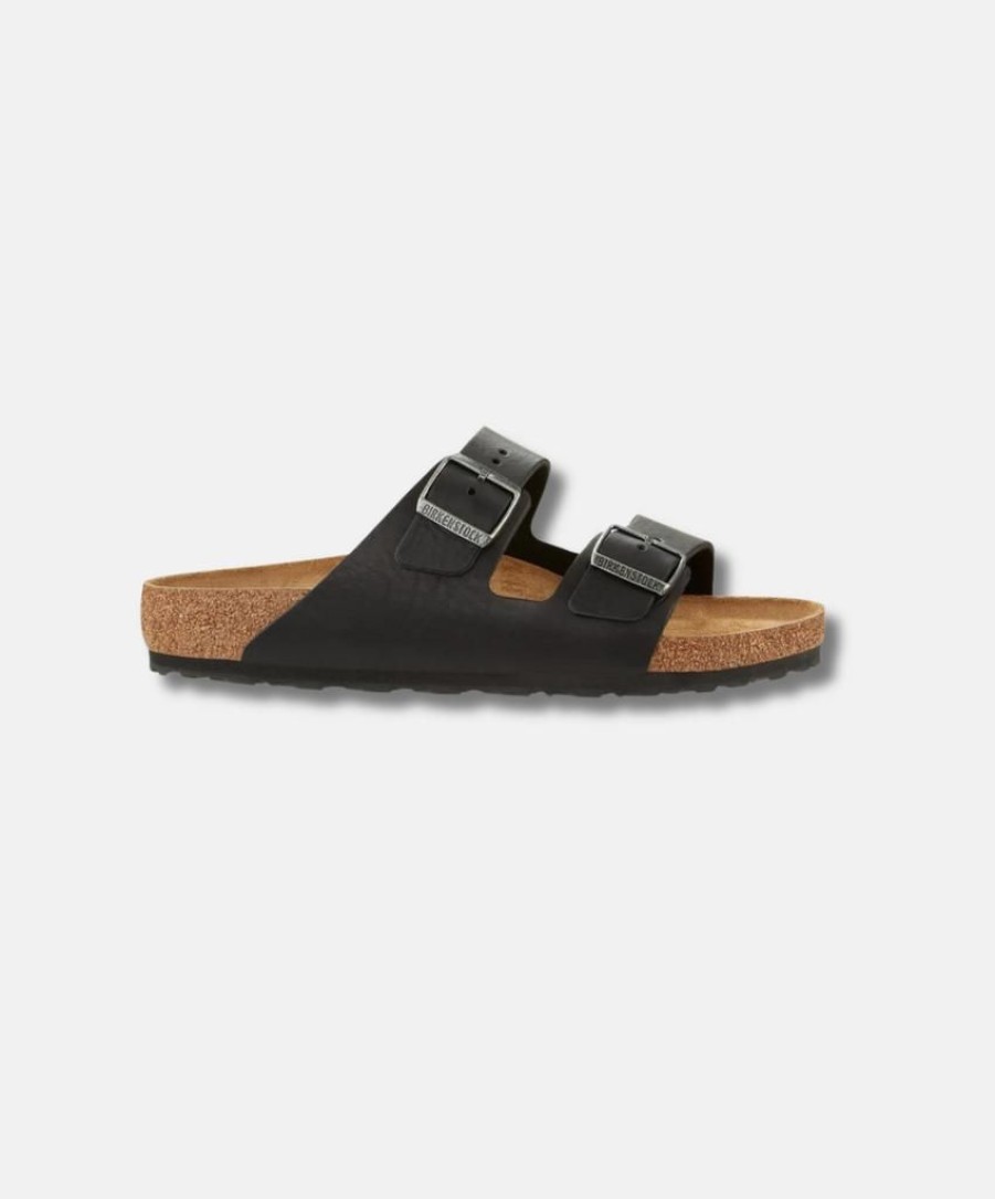 Women Bstore Two Strap Sandals | Birkenstock Arizona Vintage Leather Wood Black Sandals