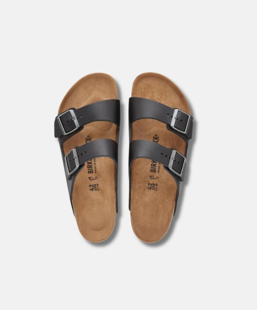 Women Bstore Two Strap Sandals | Birkenstock Arizona Vintage Leather Wood Black Sandals