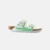 Women Birkenstock Slides | Birkenstock Arizona Monstera Birko-Flor White/Bold Jade Sandals