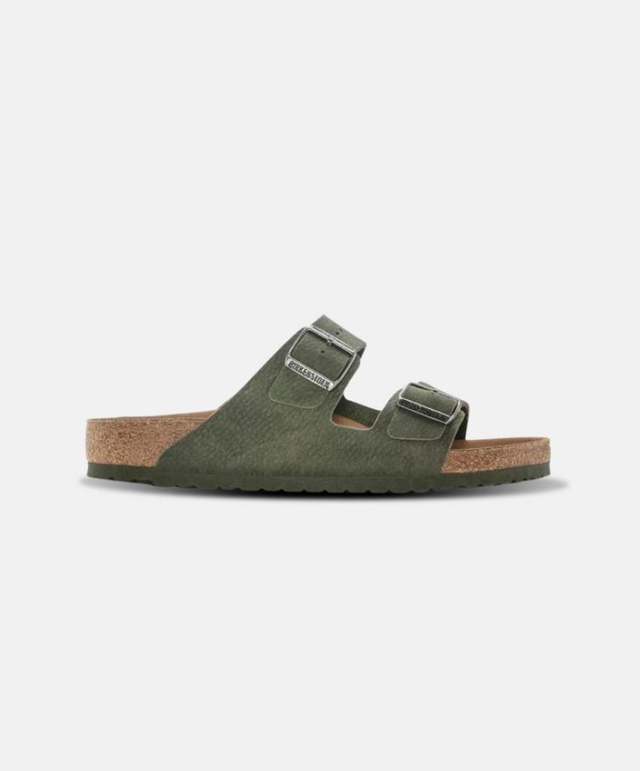 Women Bstore Two Strap Sandals | Birkenstock Arizona Birkibuc Desert Dust Thyme Vegan Sandals