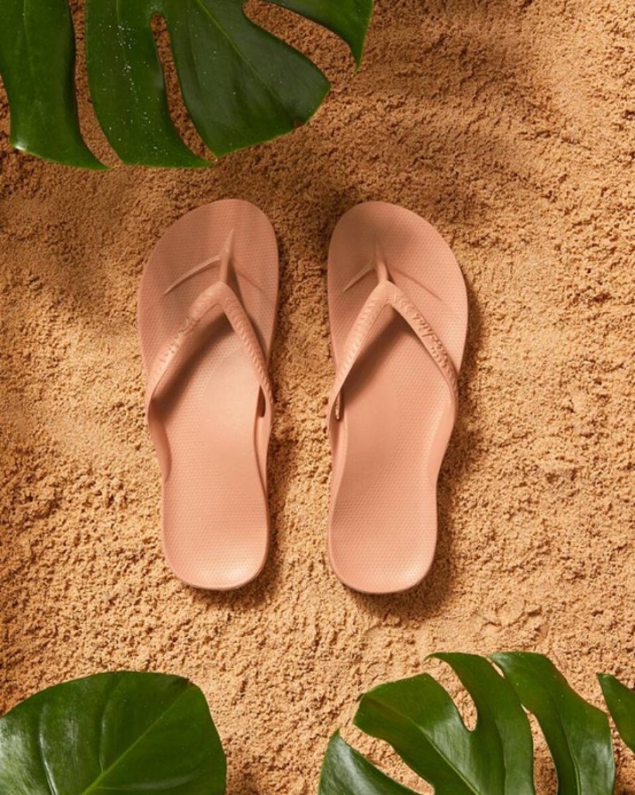 Women Archies Slides | Archies Arch Support Thongs Tan