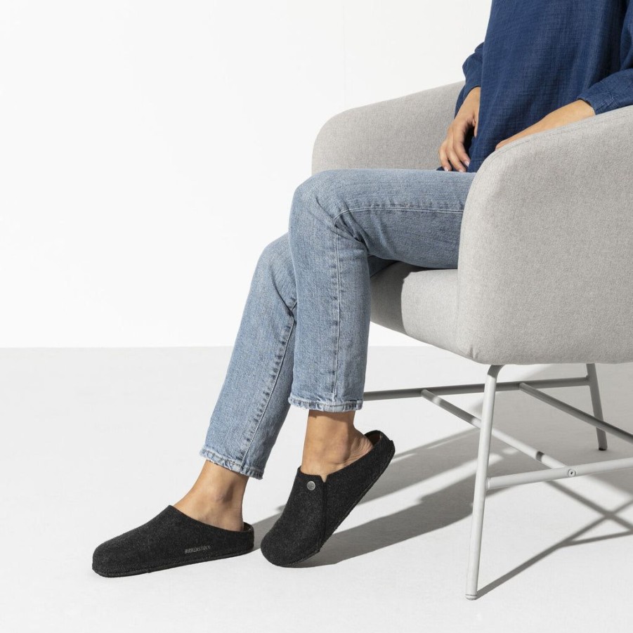 Women Birkenstock Clogs | Birkenstock Zermatt Wool Felt Anthracite Clogs