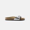 Women Birkenstock Slides | Birkenstock Madrid Birko-Flor Silver Sandals