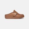 Women FitFlop Clogs | Fitflop Shuv Buckle Latte Tan Leather Clogs