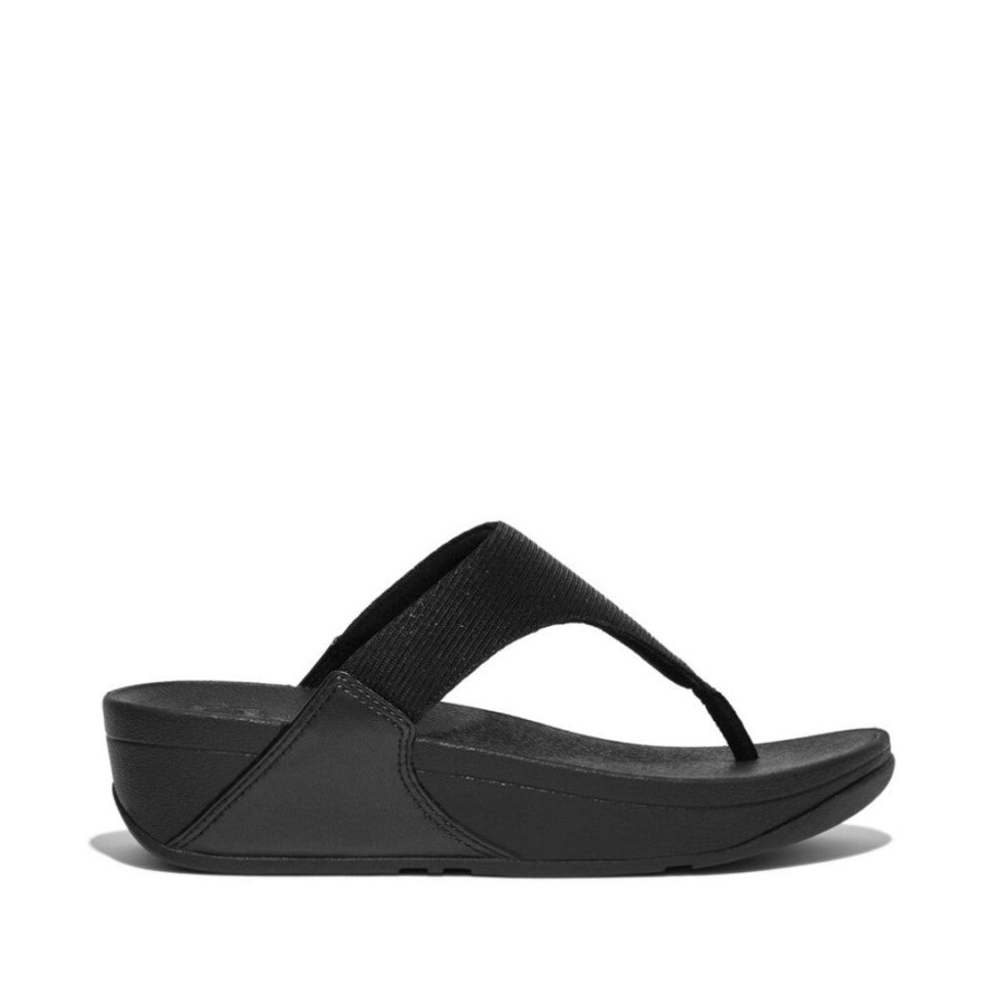 Women Bstore Toe Post Sandals | Fitflop Lulu Shimmerlux Toe-Post Sandals Black