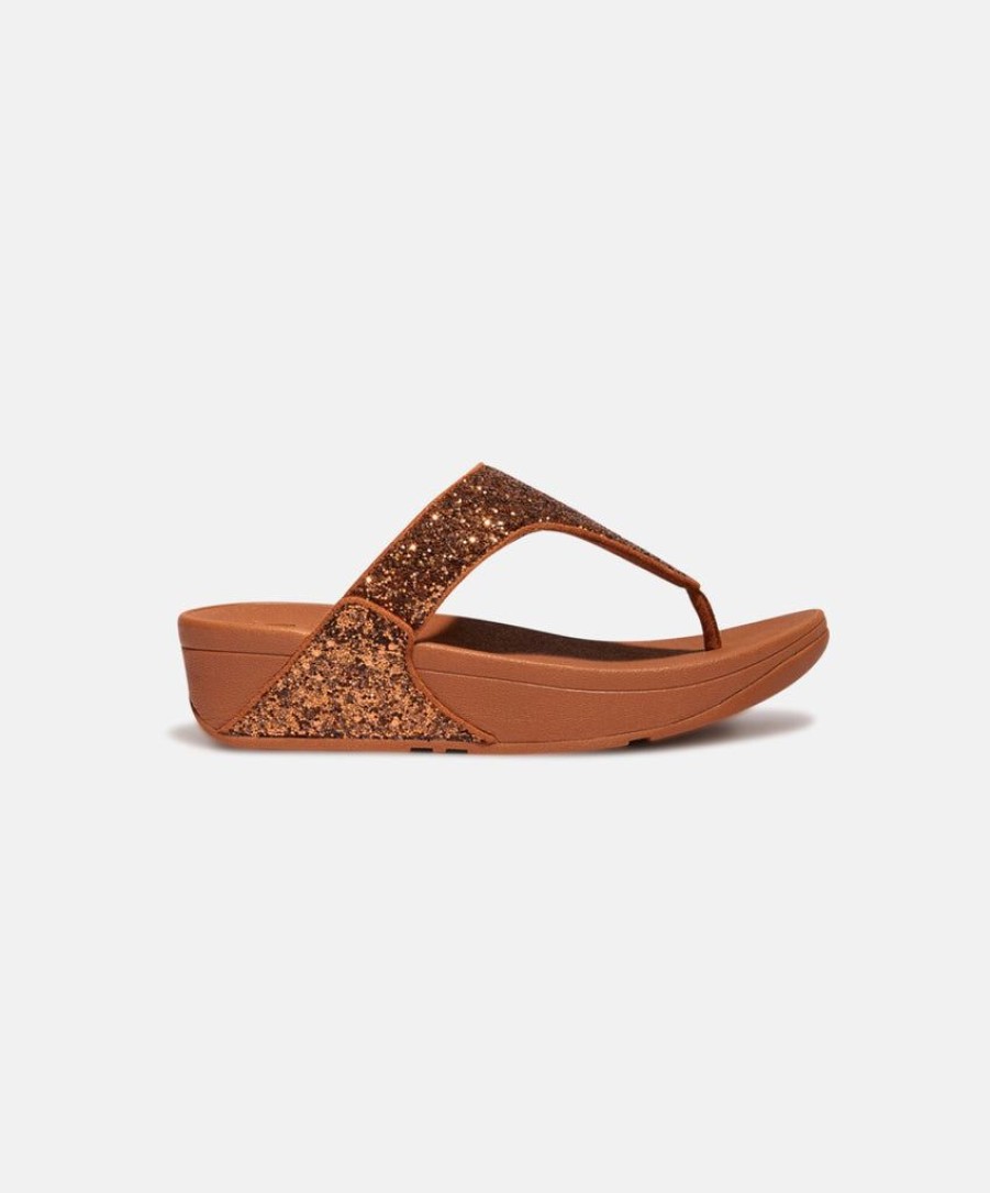 Women FitFlop Toe Post Sandals | Fitflop Lulu Glitter Toe Post Sandals Brown