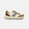 Women Ara Leather Sneakers | Ara Sapporo 2.0 Toffee Taupe W. Rosegold & Cognac Sneakers