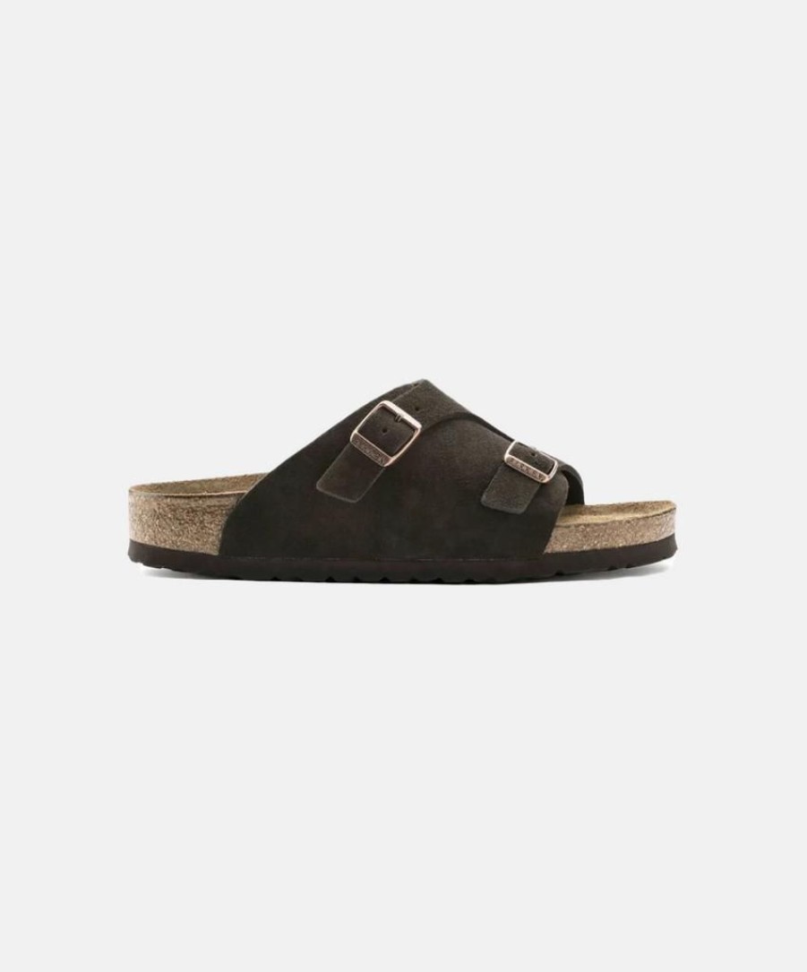 Women Birkenstock Slides | Birkenstock Zurich Leather Sfb Sandals Mocca