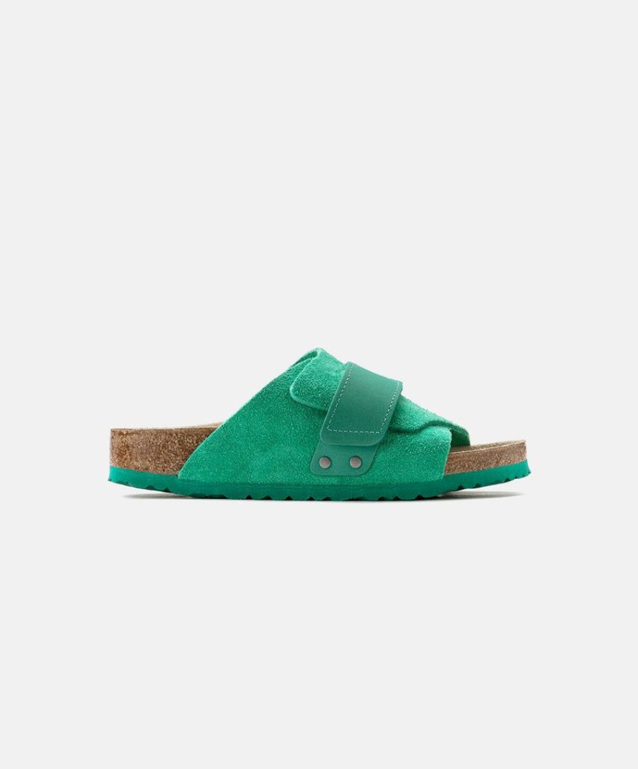 Men Birkenstock Suede Sandals | Birkenstock Kyoto Suede Leather Bold Green Sandals