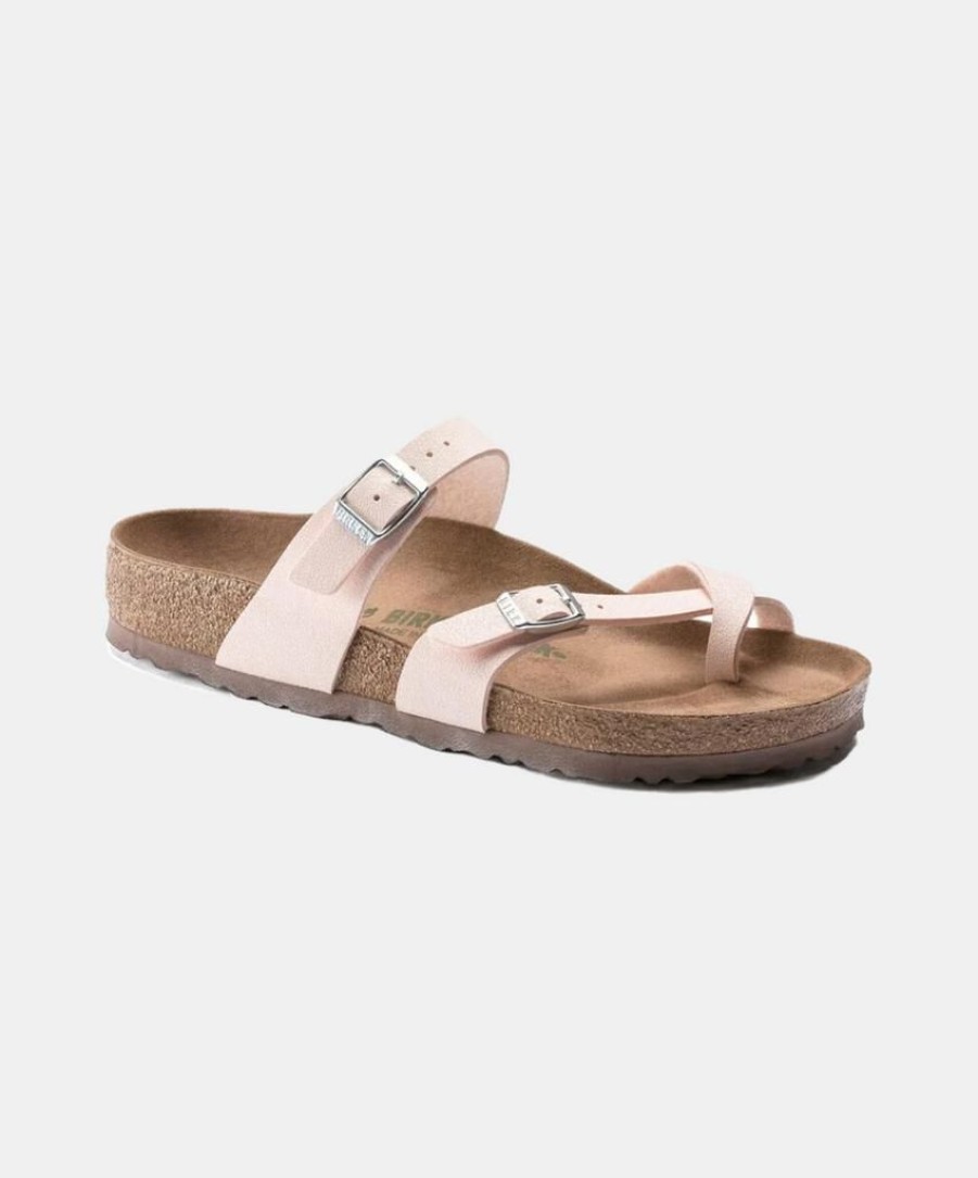 Women Birkenstock Vegan Sandals | Birkenstock Mayari Birkibuc Earthy Vegan Light Rose Sandals