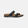 Men Birkenstock Two Strap Sandals | Birkenstock Sierra Cross Town Waxy Oiled Leather Black Sandals