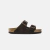 Women Birkenstock Suede Sandals | Birkenstock Arizona Suede Leather Soft Footbed Sandals Mocca