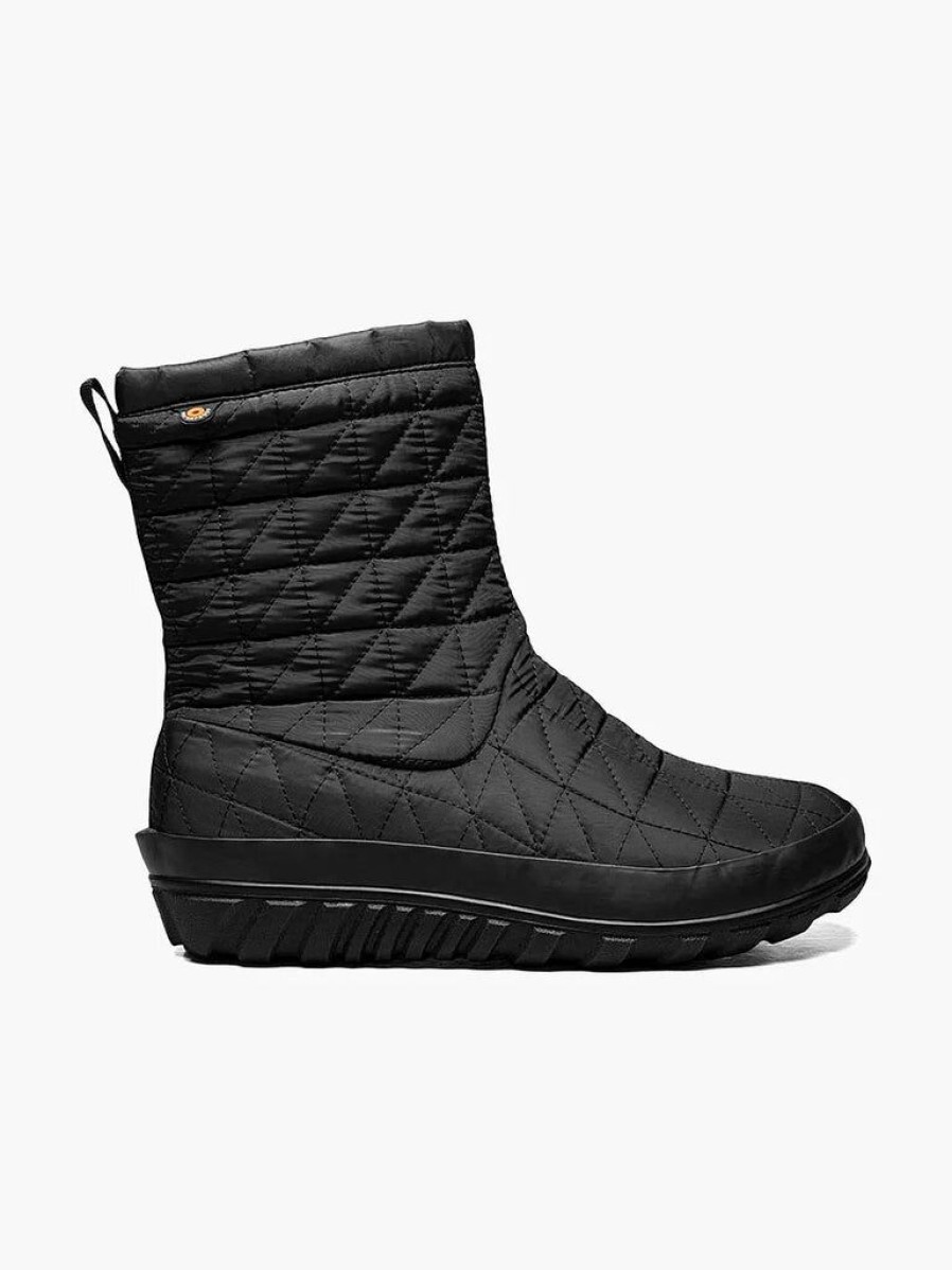 Women BOGS Slip On Boots | Bogs Snowday Ii Mid Black Womens Boots