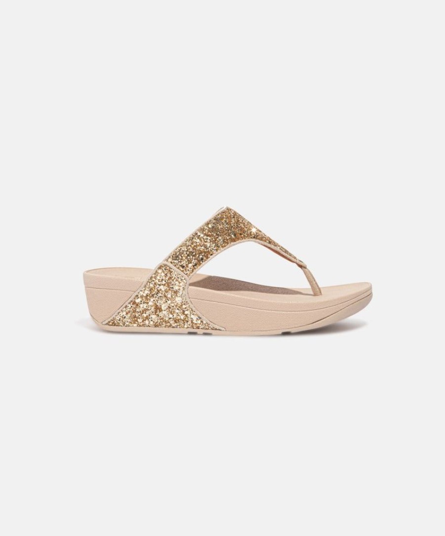 Women FitFlop Thongs | Fitflop Lulu Glitter Toe Post Sandals Gold