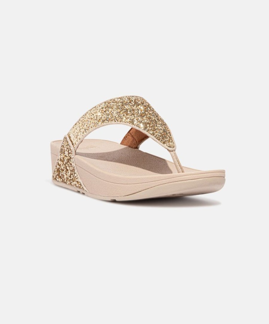 Women FitFlop Thongs | Fitflop Lulu Glitter Toe Post Sandals Gold