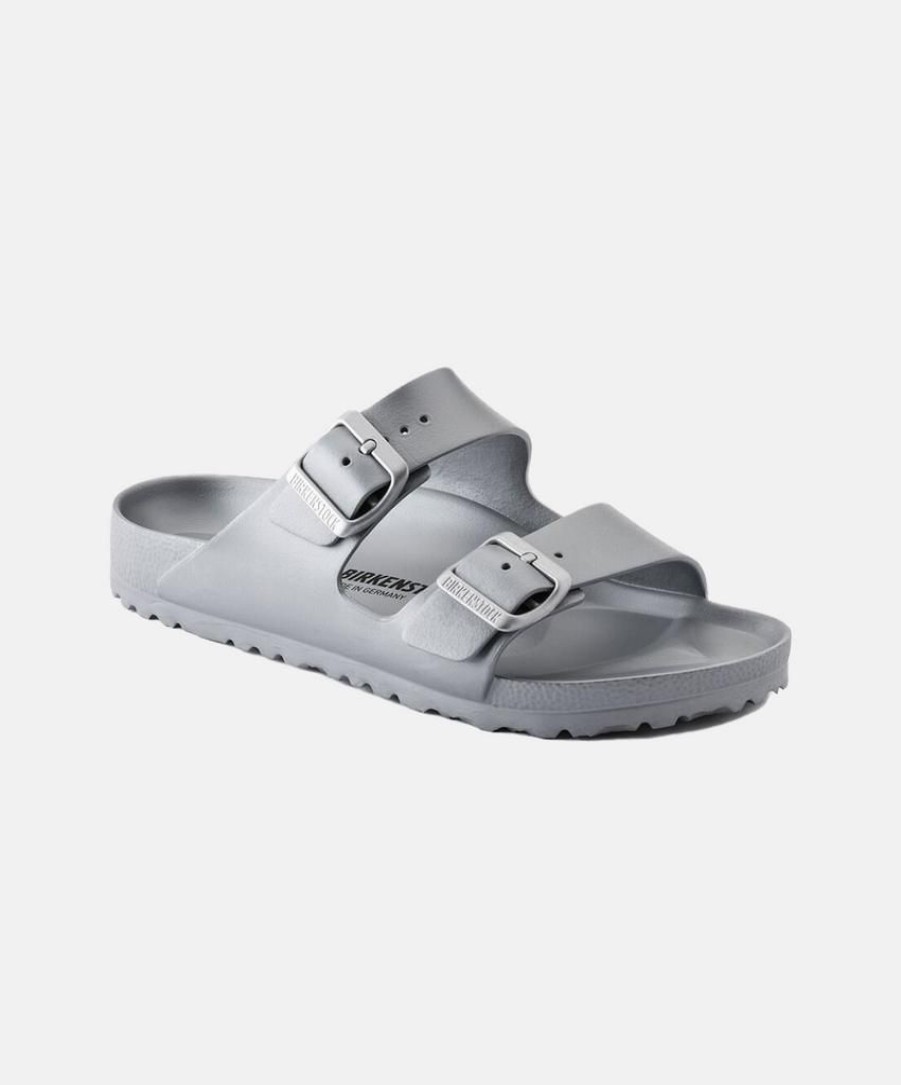 Women Birkenstock Two Strap Sandals | Birkenstock Arizona Eva Metallic Sandals Silver