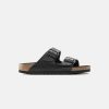 Women Birkenstock Two Strap Sandals | Birkenstock Arizona Embossed Sandals Black