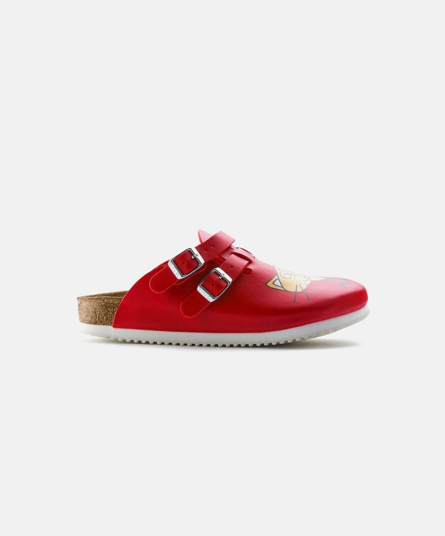 Women Birkenstock Clogs | Birkenstock Kay Bf Supergrip Animal Clogs Red