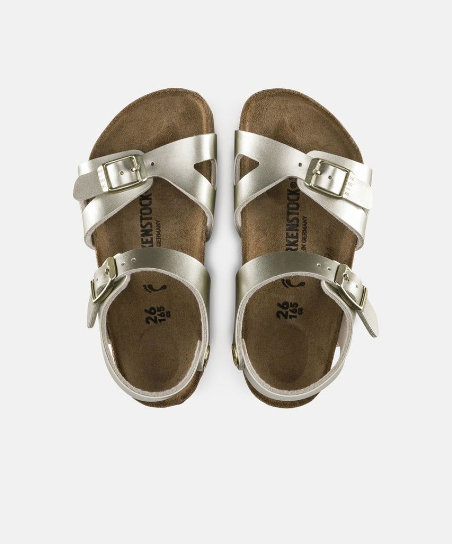 Kids Birkenstock | Birkenstock Kids Rio Birko-Flor Electric Metallic Gold Sandals