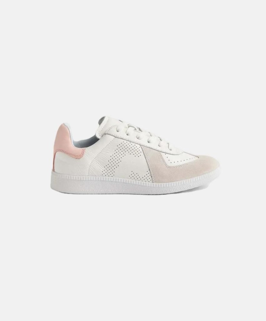 Women Rollie Leather Sneakers | Rollie Pace White/Snow Pink Sneaker White