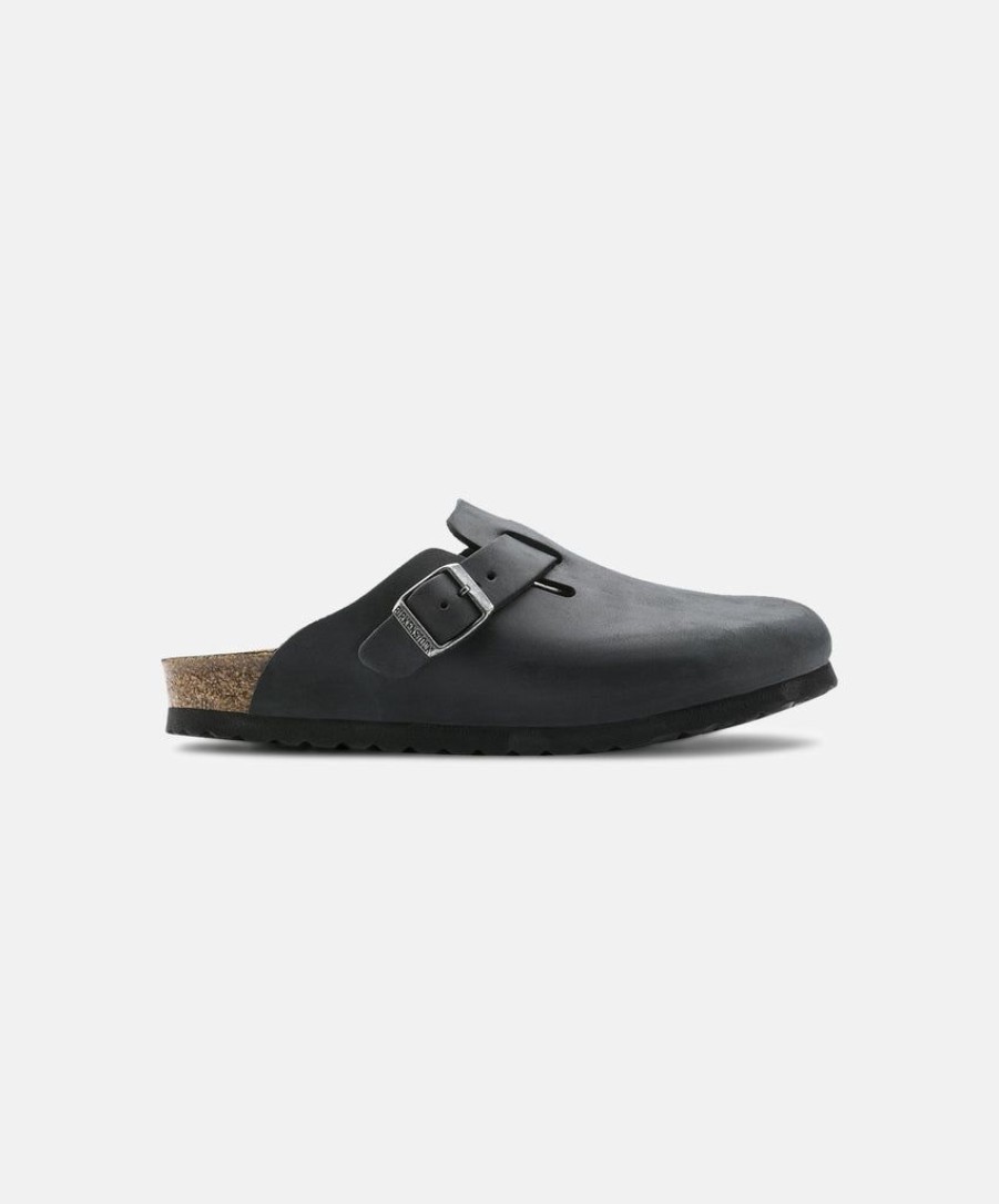 Women Birkenstock Clogs | Birkenstock Boston Oiled Leather Black Clogs