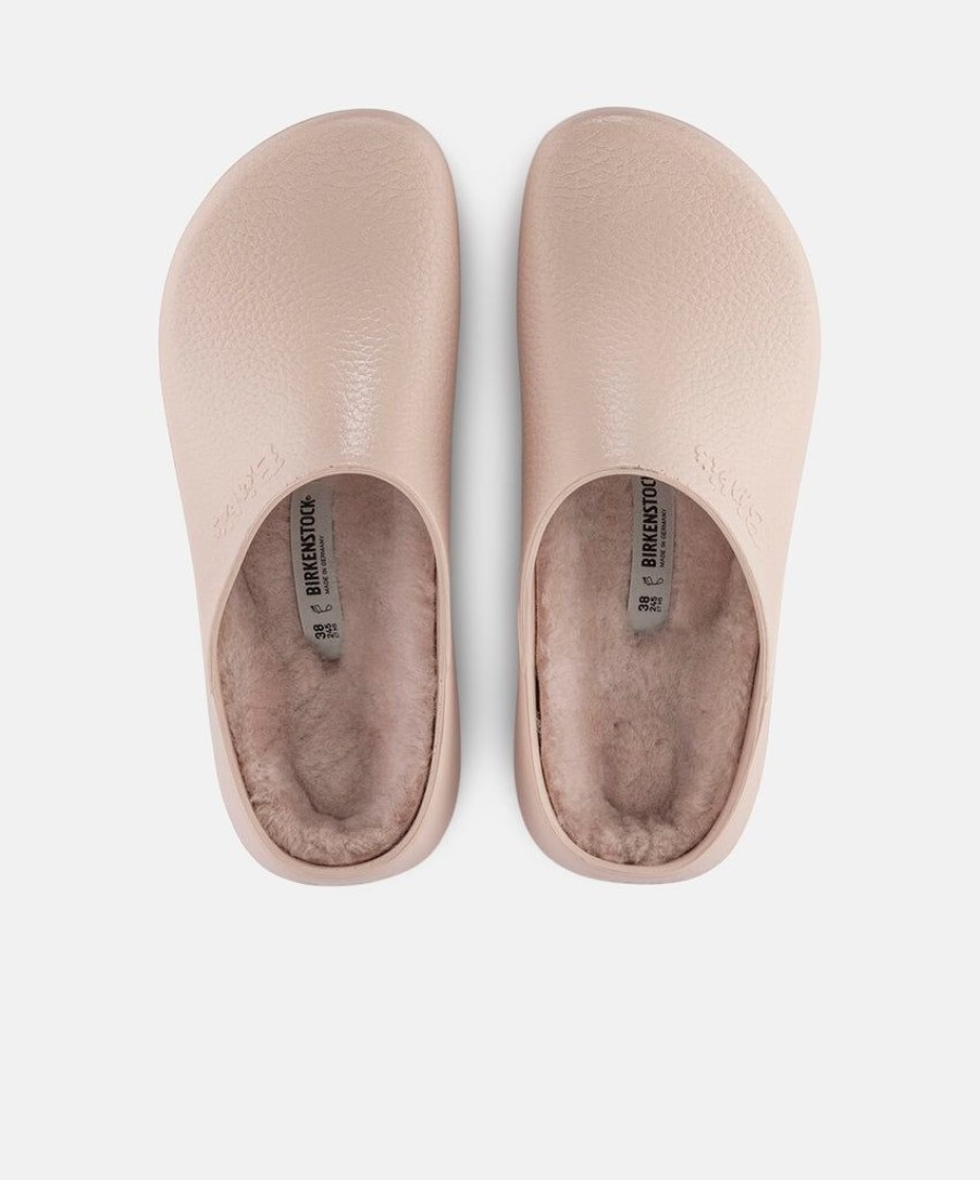 Women Birkenstock Clogs | Birkenstock Super Birki Pu/Shearling Light Rose Clogs