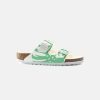 Women Birkenstock Two Strap Sandals | Birkenstock Arizona Monstera Birko-Flor White/Bold Jade Sandals