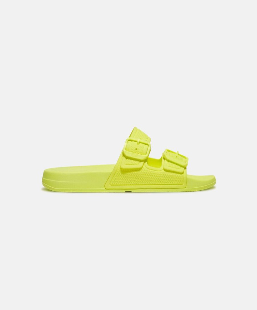 Women FitFlop Slides | Fitflop Iqushion Two Bar Buckle Slides Yellow