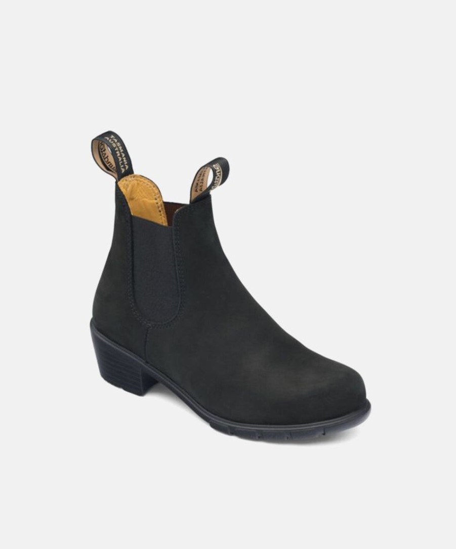 Women Blundstone Heeled Boots | Blundstone 1960 Black Nubuck Womens Heeled Boots