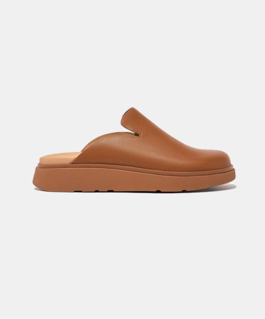 Women Bstore Clogs | Fitflop Gen-Ff Leather Mules Tan