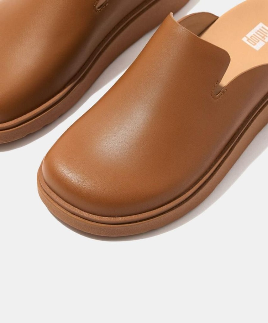 Women Bstore Clogs | Fitflop Gen-Ff Leather Mules Tan