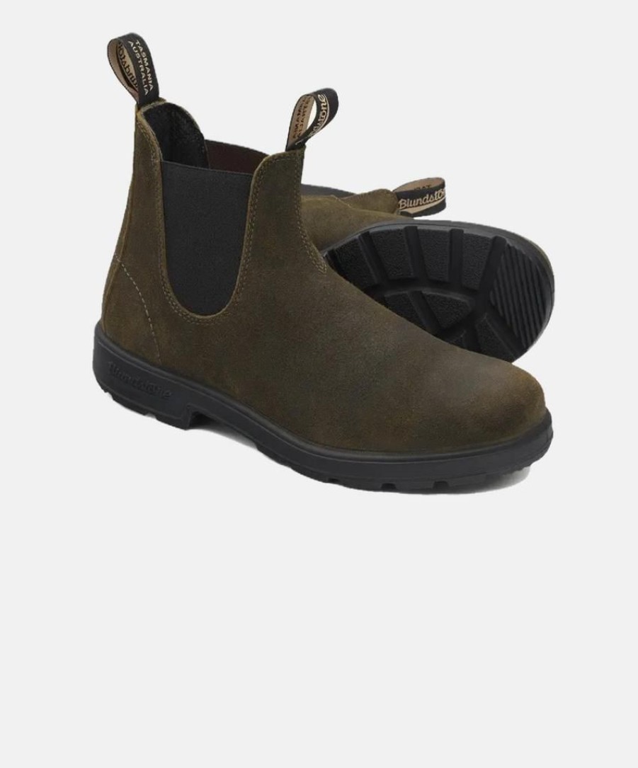 Men Blundstone Chelsea Boots | Blundstone 1615 Dark Olive Suede Boots