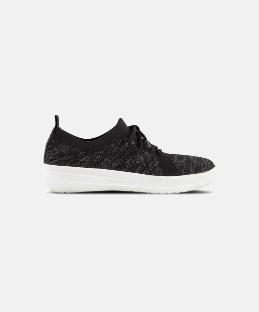 Women FitFlop Lace Up Sneakers | Fitflop F-Sporty Uberknit Sneakers Black