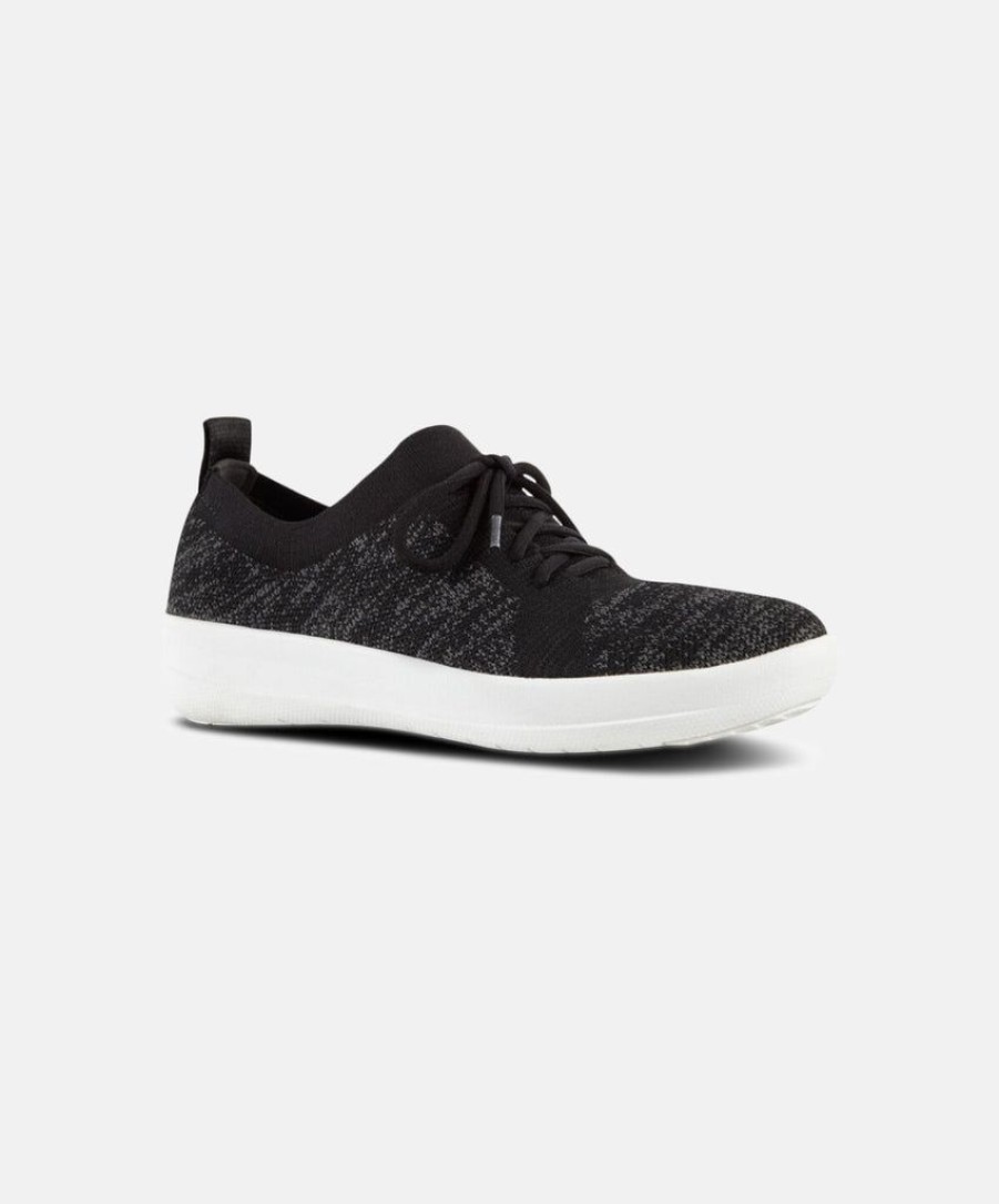 Women FitFlop Lace Up Sneakers | Fitflop F-Sporty Uberknit Sneakers Black