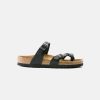 Women Birkenstock Leather Sandals | Birkenstock Mayari Oiled Leather Black Sandals