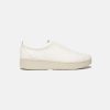 Women FitFlop Leather Sneakers | Fitflop Rally Elastic Tumbled-Leather Slip-On Sneakers White