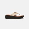 Women FitFlop Toe Post Sandals | Fitflop F-Mode Leather Flatform Toe Post Sandals Stone Beige/Black