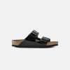 Women Birkenstock Slides | Birkenstock Arizona Bf Patent Sandals Black