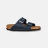 Women Bstore Two Strap Sandals | Birkenstock Arizona Oiled Leather Blue Soft Footbed Sandals Blue