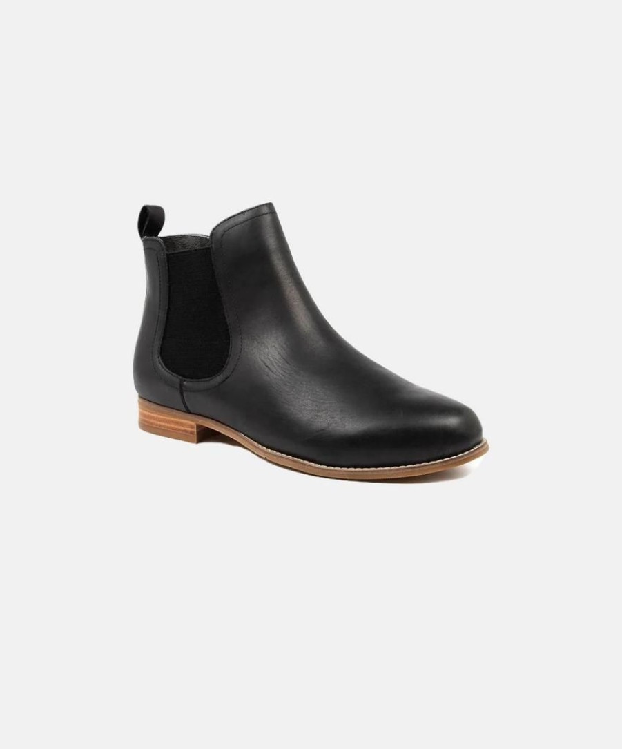 Women Ziera Slip On Boots | Ziera Talia Xf-Zr Black Leather Boots