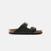 Women Birkenstock Two Strap Sandals | Birkenstock Arizona Oiled Leather Black Sandals