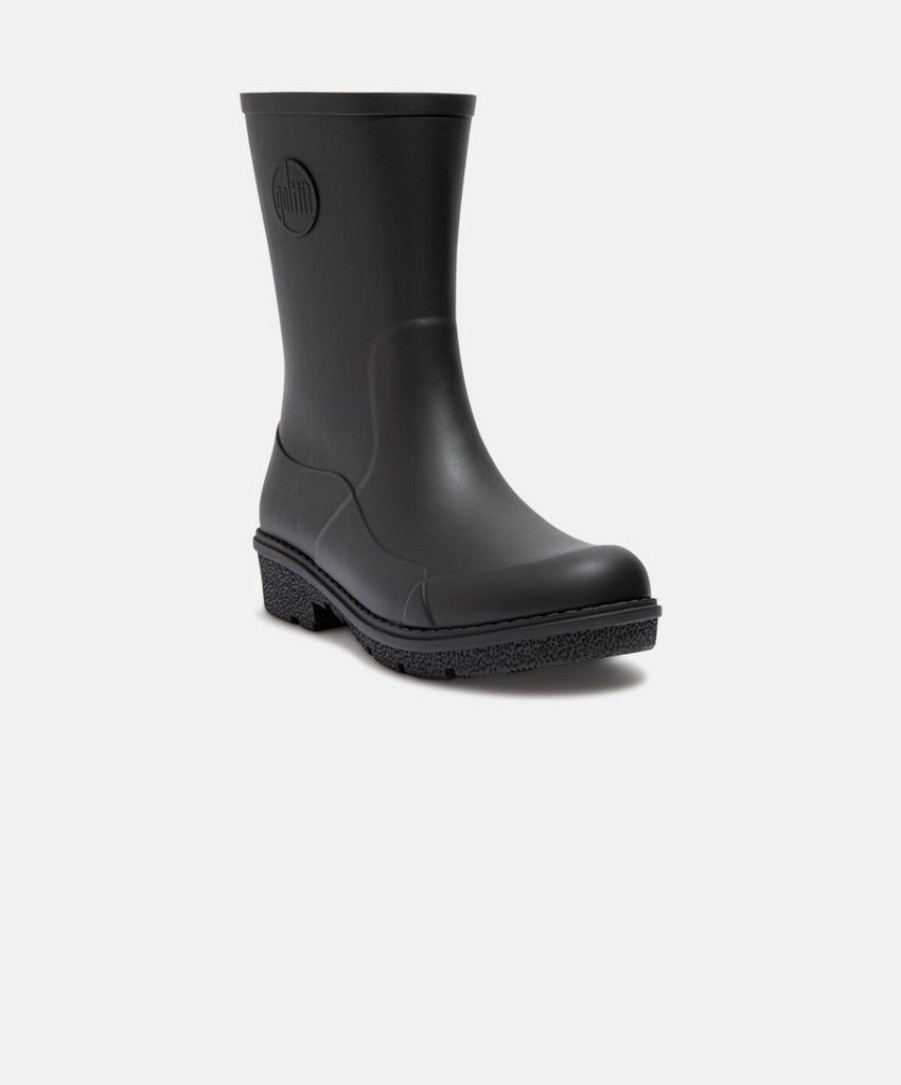 Women FitFlop Wellington Boots | Fitflop Wonderwelly Short Boots Black