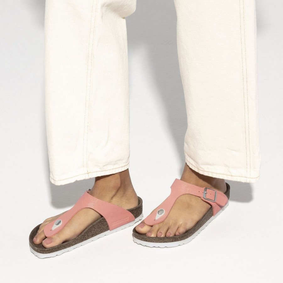 Women Birkenstock Vegan Sandals | Birkenstock Gizeh Birko-Flor Brushed Flamingo Vegan Sandals