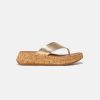 Women FitFlop Toe Post Sandals | Fitflop F-Mode Leather/Cork Flatform Platino Toe Post Silver