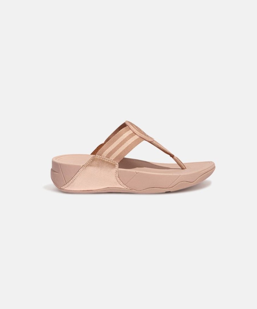 Women FitFlop Toe Post Sandals | Fitflop Walkstar Toe-Post Rose Gold Sandals