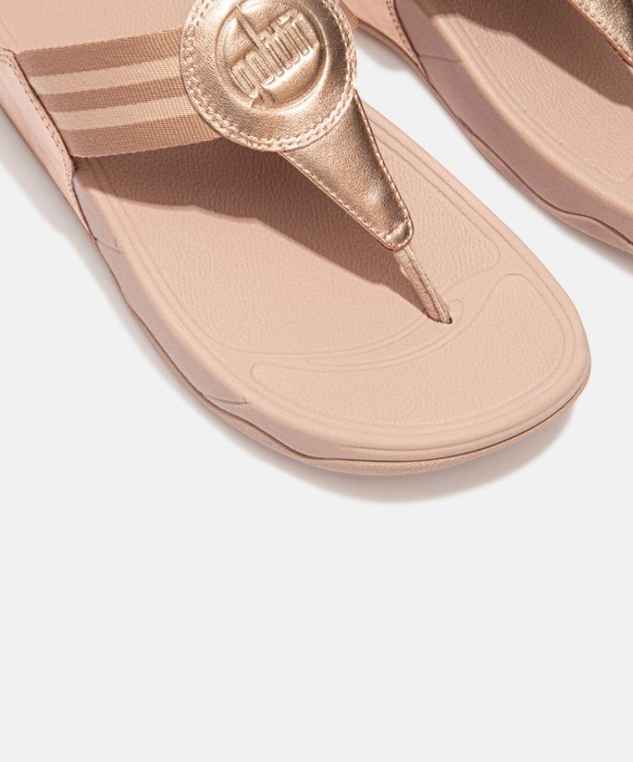 Women FitFlop Toe Post Sandals | Fitflop Walkstar Toe-Post Rose Gold Sandals